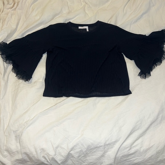 See by Chloé Navy Lace Bell Sleeve Top - Picture 2 of 5